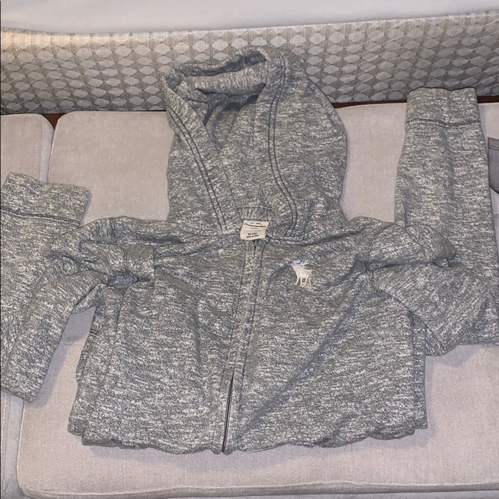 abercrombie kids zip up grey hoodie